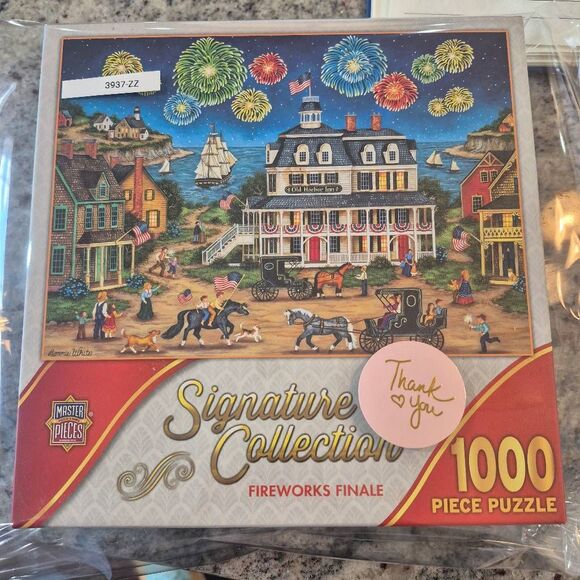 Master Pieces Fireworks Finale 1000 pc Jigsaw Puzzle, USED, tape on box - Picture 3 of 8
